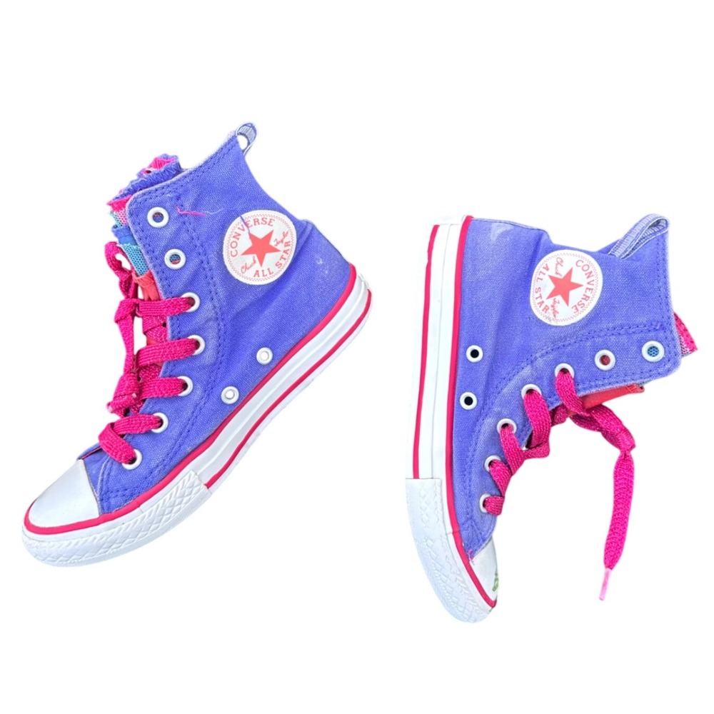 Converse‎ All Star Party Blue Purple Hi Top Sneakers Little Girl Size 13 Shoes